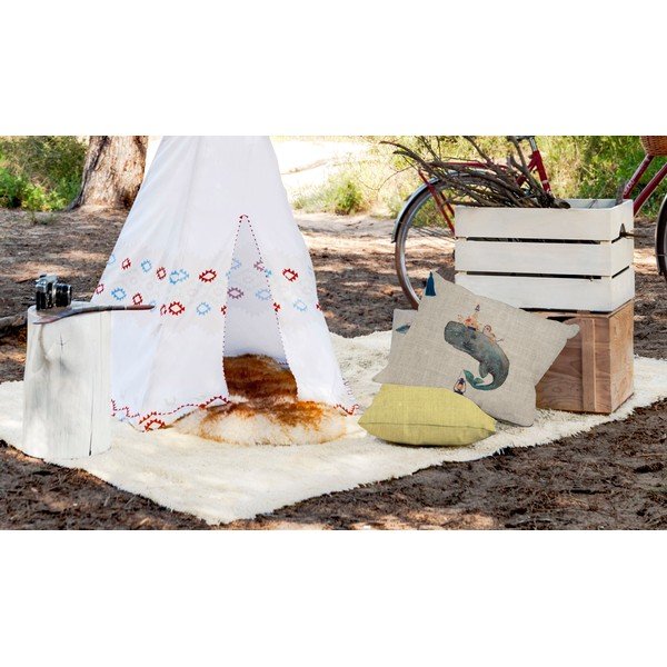 Polštář s příměsí lnu Little Nice Things Whale, 50 x 35 cm-image-1