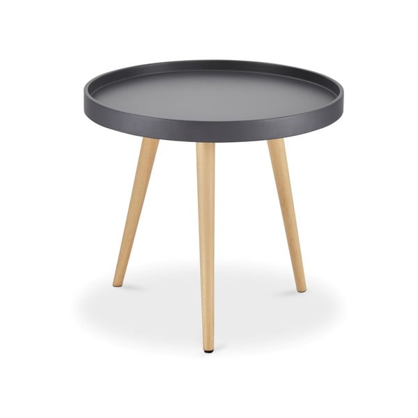 Šedý odkládací stolek s nohami z bukového dřeva Furnhouse Opus, Ø 50 cm