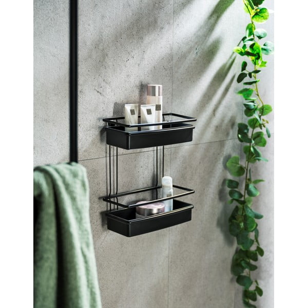 Černá sprchová police Wenko Molinella, 30 x 35 cm-image-1