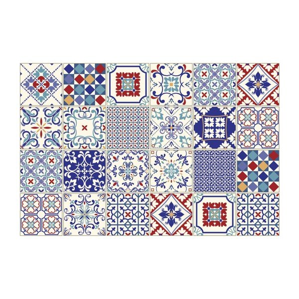 Sada 24 nástěnných samolepek Ambiance Wall Decal Cement Tiles Azulejos Sofiana, 10 x 10 cm-image-2