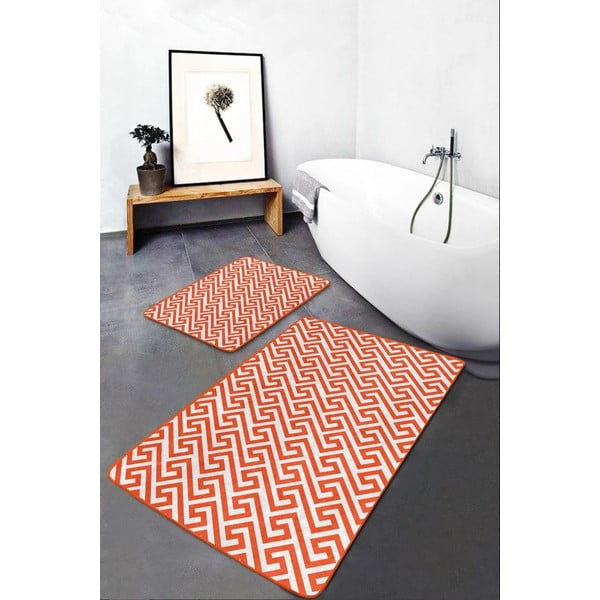 Oranžové sametové koupelnové předložky v sadě 2 ks 60x100 cm – Mila Home-image-2