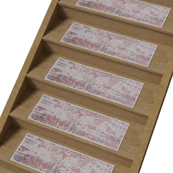 Růžovo-šedé bavlněné nášlapy na schody v sadě 16 ks 25x65 cm Milano Pembe – Vitaus-image-1