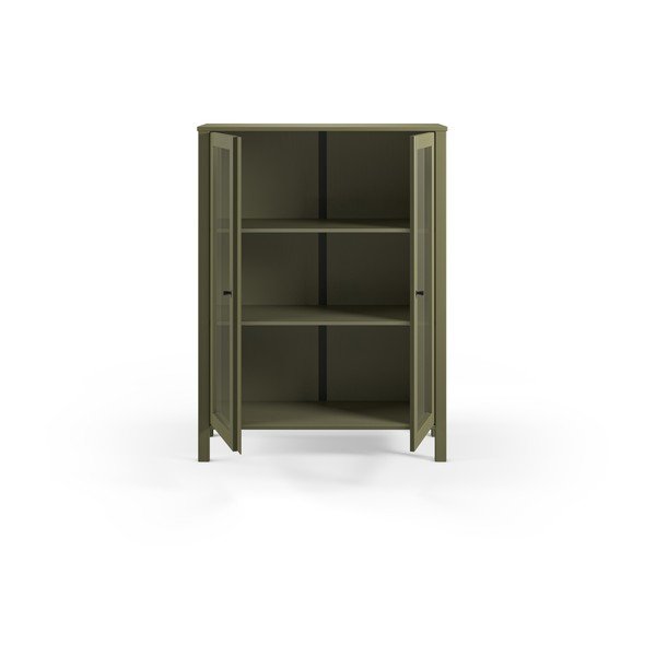 Zelená vitrína z borovicového dřeva 90x120x40 cm Alessandra – Marckeric-image-3