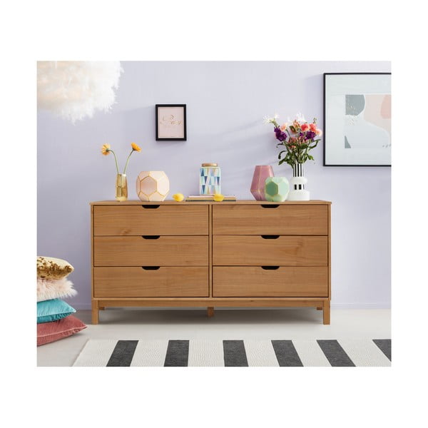 Nízká komoda z borovicového dřeva v přírodní barvě 150x75 cm Post – Støraa-image-1