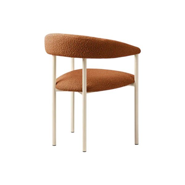 Oranžové/krémové čalouněné jídelní křeslo s područkami Lea – Micadoni -image-4