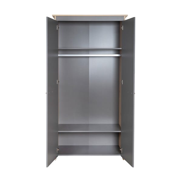 Dětská šatní skříň v antracitové a přírodní barvě v dekoru dubu 50x190x96 cm Anna – Roba-image-4