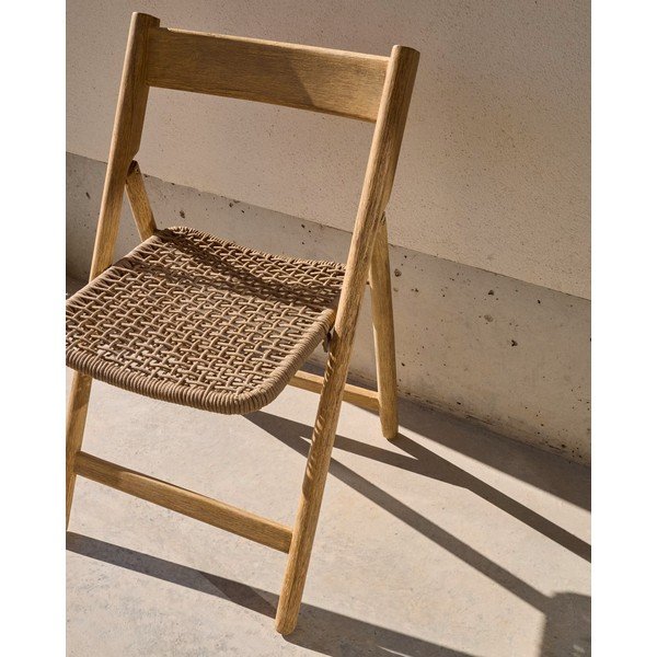 Dřevěná zahradní židle v hnědo-přírodní barvě Dandara – Kave Home-image-2