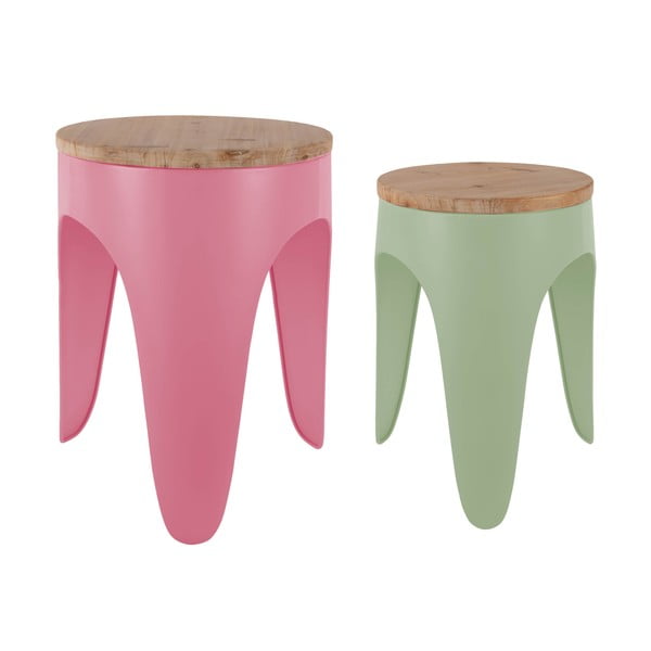 Zelené/růžové kovové stoličky v sadě 2 ks Double Funky – Leitmotiv