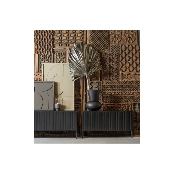 Černý TV stolek z borovicového dřeva 150x56x44 cm Gravure – WOOOD-image-4