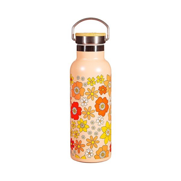 Oranžová nerezová dětská lahev 500 ml 70s Floral - Sass & Belle