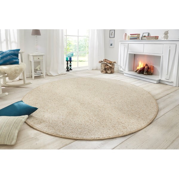 Krémový kulatý koberec ø 133 cm Wolly – BT Carpet-image-1