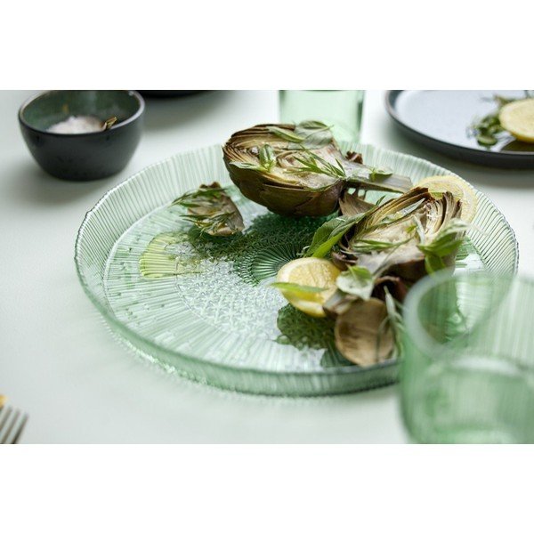 Zelený skleněný servírovací talíř ø 30 cm Kusintha – Bitz-image-1