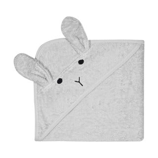 Šedý bavlněný dětský ručník s kapucí Kindsgut Rabbit