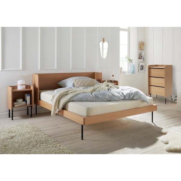 Noční stolek v dekoru dubu s poličkami v přírodní barvě Wrap – Bonami Selection-image-1