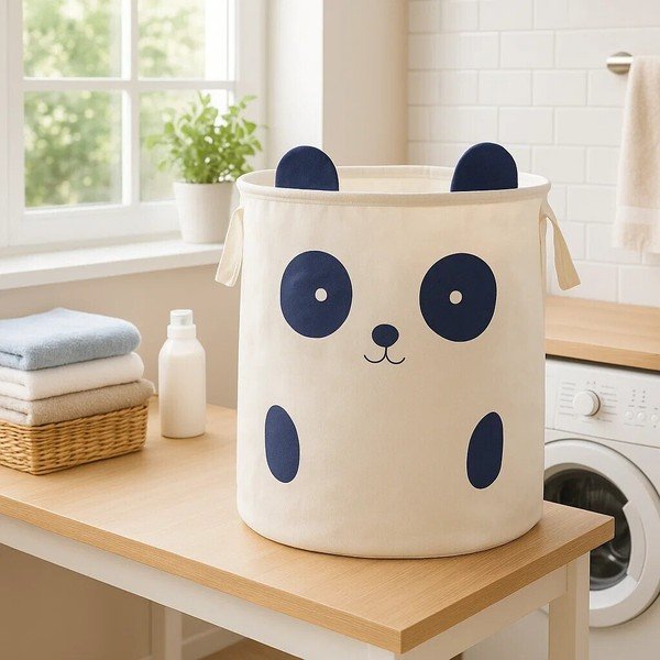 Bílý látkový dětský koš na hračky ø 38x48 cm Mimo Panda Face – Premier Housewares-image-4