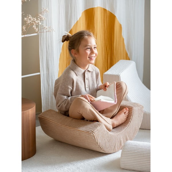 Krémové manšestrové pěnové hřiště 75x49x37 cm Rainbow Montessori – Wigiwama-image-2