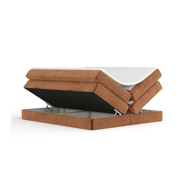 Oranžová boxspring postel s úložným prostorem/bez čela 140x200 cm Juniper – Maison de Rêve-image-2