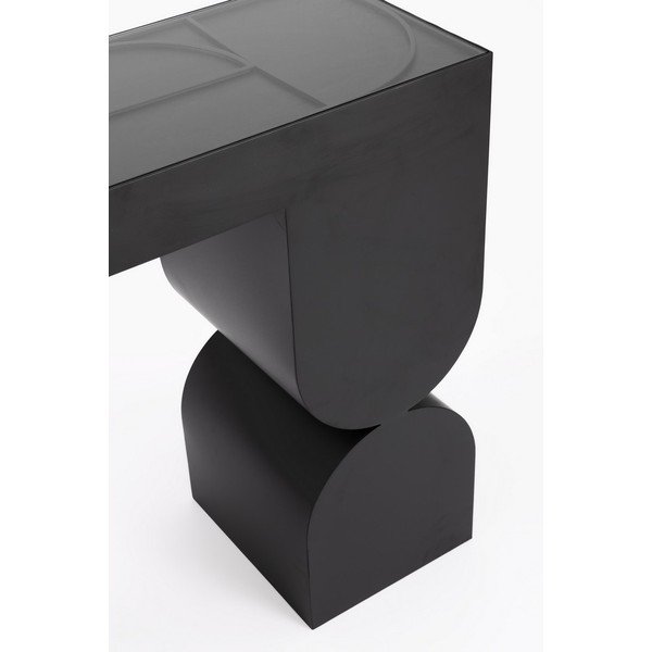 Černý konzolový stolek se skleněnou deskou 32x120 cm Archie – Bizzotto-image-4
