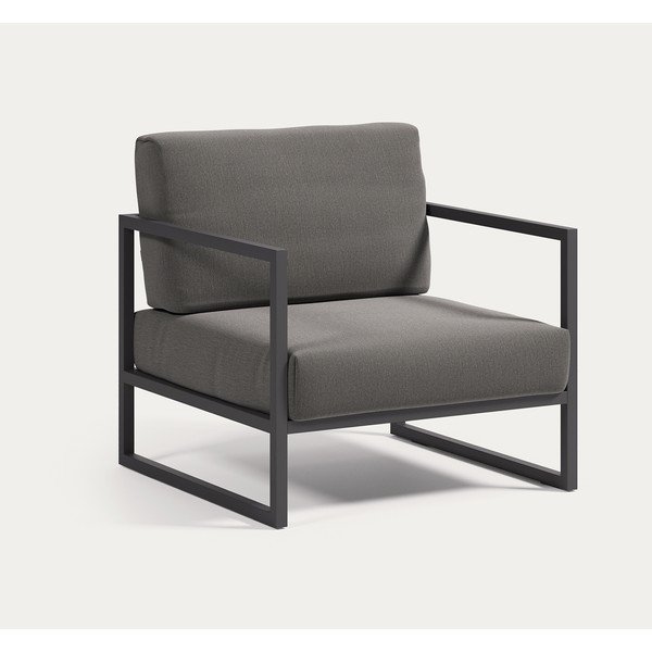 Tmavě šedé kovové zahradní křeslo Comova – Kave Home-image-3