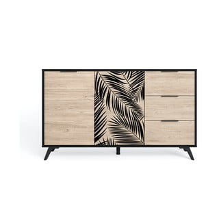 Černá nízká komoda v dekoru dubu 136x81 cm Palmera - Marckeric
