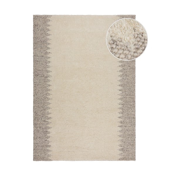 Krémový ručně tkaný koberec s příměsí vlny 80x150 cm Minerals Border – Flair Rugs