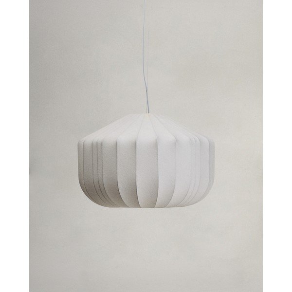 Bílé závěsné svítidlo s textilním stínidlem Somar – Kave Home-image-4