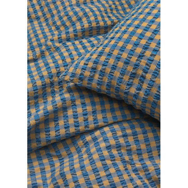 Okrově žluto-modré krepové povlečení na jednolůžko 140x200 cm Bæk&Bølge – JUNA-image-1