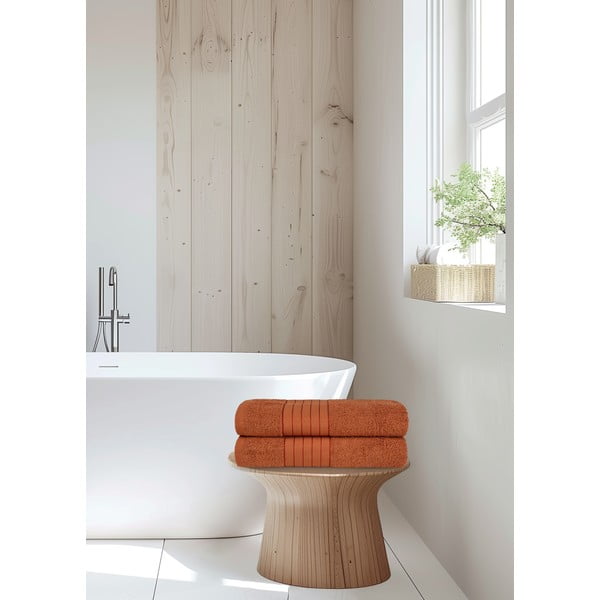 Froté bavlněné osušky v cihlové barvě v sadě 2 ks 70x140 cm – Good Morning-image-1