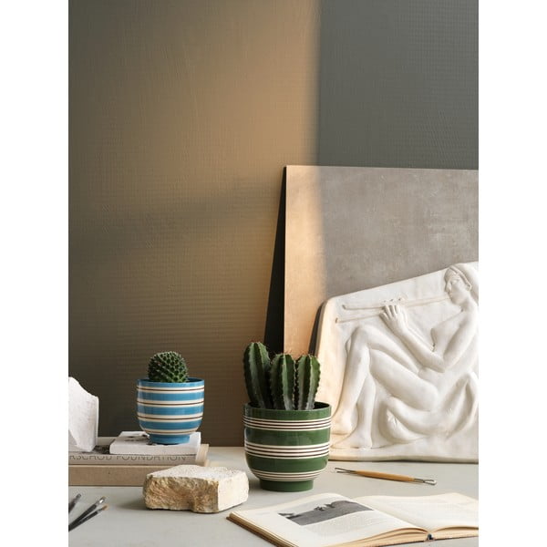 Tmavě zeleno-bílý keramický květináč Kähler Design Nuovo, ø 15 cm-image-2