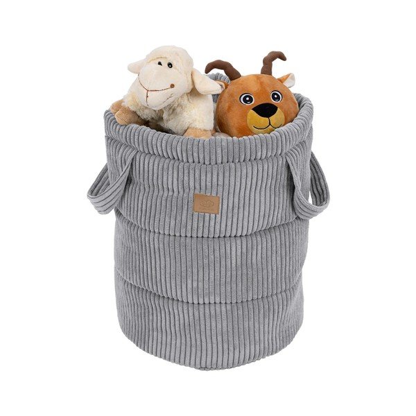 Šedý látkový dětský koš na hračky ø 39x50 cm – Meowbaby-image-1