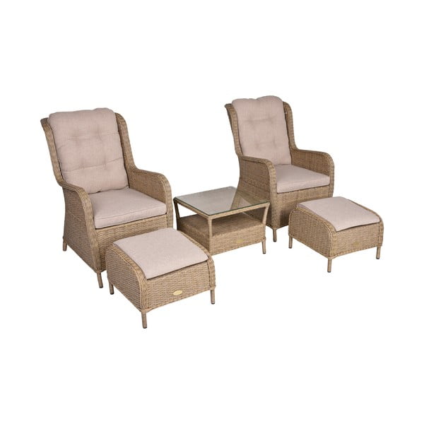 Světle hnědý zahradní lounge set z umělého ratanu pro 2 Valencia – Garden Pleasure