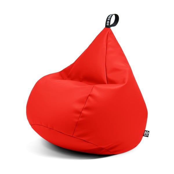 Červený sedací vak z imitace kůže Drop XL – So Soft?