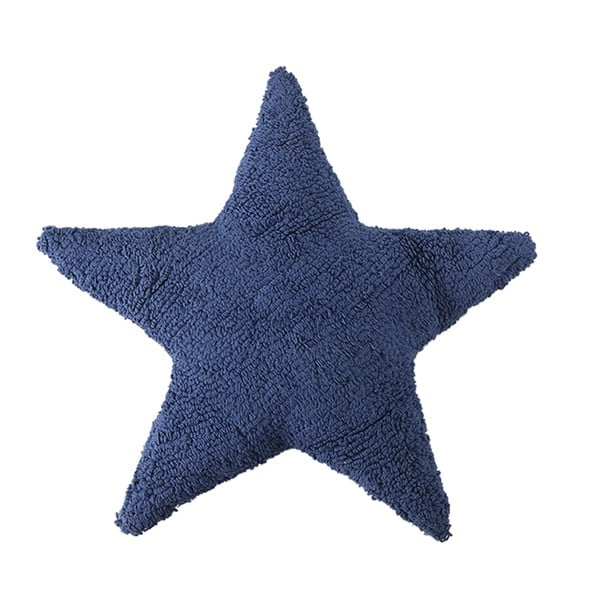 Tmavě modrý bavlněný ručně vyráběný polštář Lorena Canals Star, 54 x 54 cm