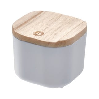 Šedý úložný box s víkem ze dřeva paulownia iDesign Eco, 9 x 9 cm