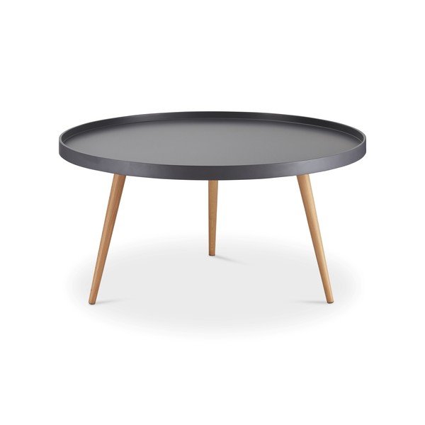 Šedý konferenční stolek s nohami z bukového dřeva Furnhouse Opus, Ø 90 cm-image-2