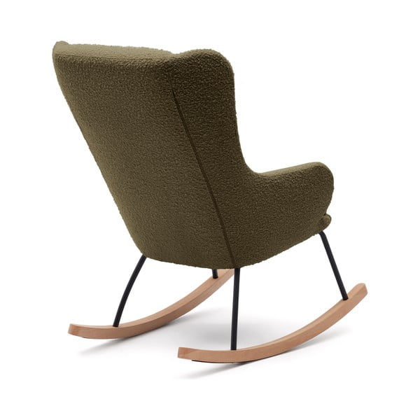 Zelené houpací křeslo z textilie bouclé Maustin – Kave Home-image-2