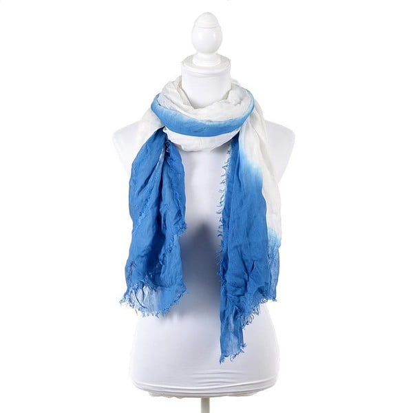 Šátek/pareo BLE Inart 100x180 cm, bílý/modrý
