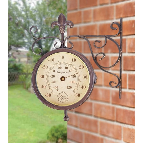 Venkovní nástěnné hodiny s teploměrem Esschert Design Rustic-image-2