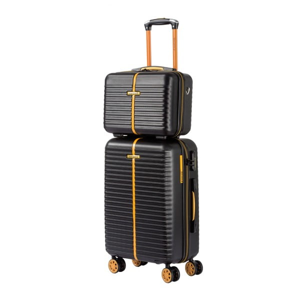 Set černého kosmetického kufříku a kufru na kolečkách Travel World
