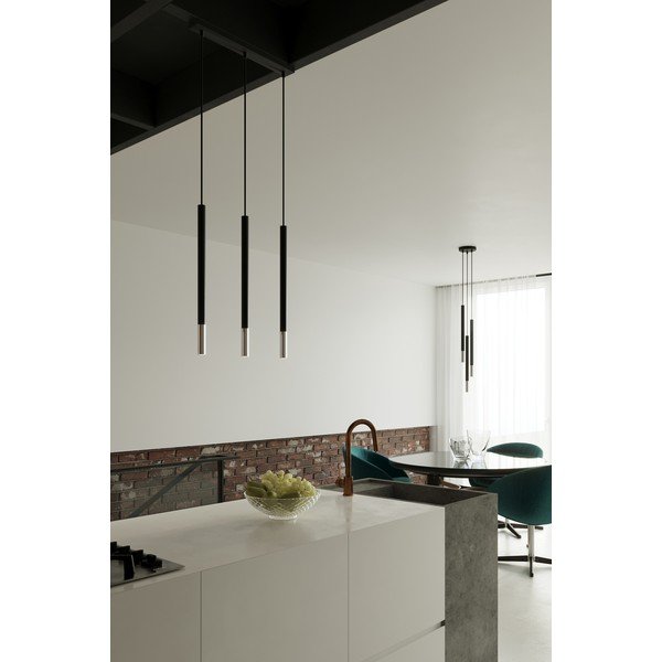 Černé/ve stříbrné barvě kovové závěsné svítidlo ø 20 cm Asarot – Sollux-image-1