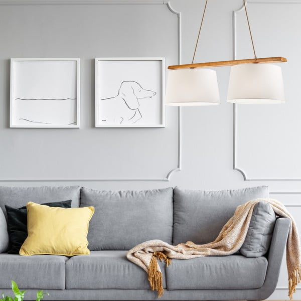 Hnědé závěsné svítidlo s textilním stínidlem ø 35 cm Aida – LAMKUR-image-1