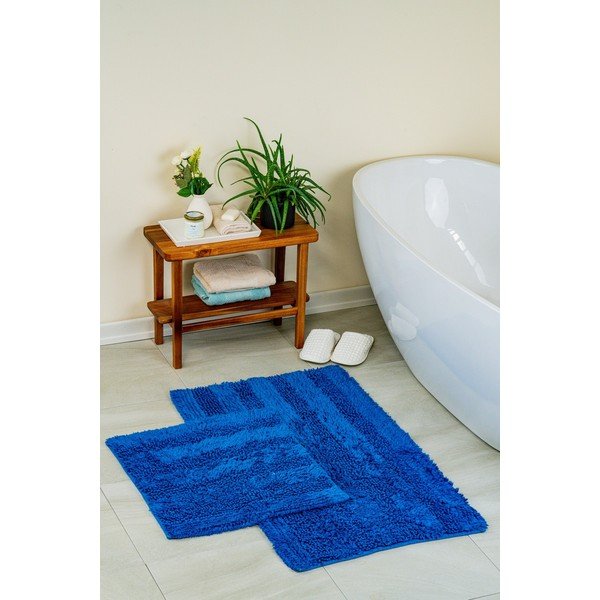 Tmavě modré koupelnové předložky v sadě 2 ks 60x100 cm Luxury Softy – Foutastic-image-1