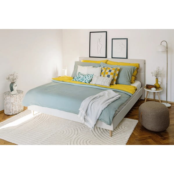 Béžová čalouněná dvoulůžková postel s roštem 180x200 cm Elyna – Bobochic Paris-image-1