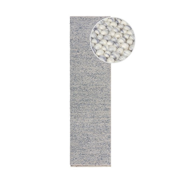 Světle modrý ručně tkaný běhoun s příměsí vlny 60x230 cm Minerals – Flair Rugs