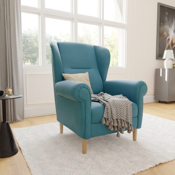 Tyrkysové křeslo ušák Swan – Ropez-image-3