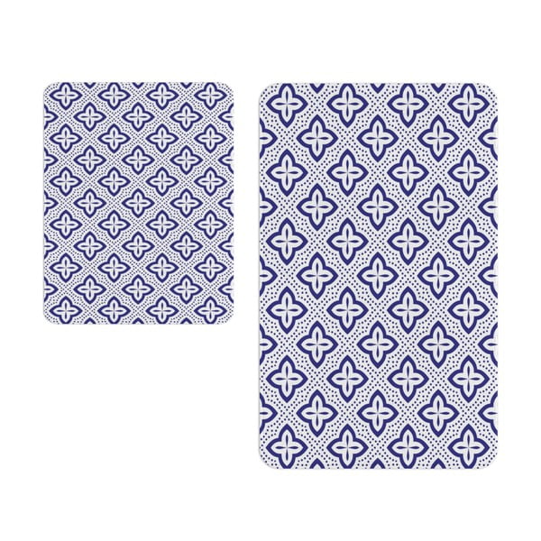 Bílo-modré koupelnové předložky v sadě 2 ks – Oyo Concept