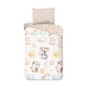 Hnědé/béžové bavlněné dětské povlečení na jednolůžko 140x200 cm Hugs – Good Morning