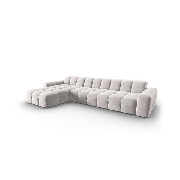 Světle šedá sametová rohová pohovka (levý roh) Kendal – Micadoni Home-image-3