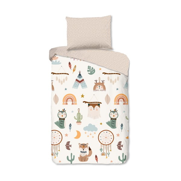 Béžové bavlněné dětské povlečení na jednolůžko 140x200 cm Remi – Good Morning