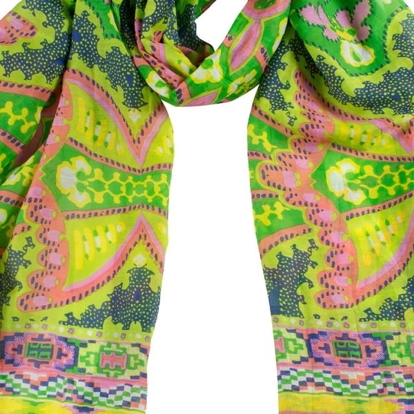 Šátek s příměsí hedvábí Shirin Sehan Gina Lime-image-1